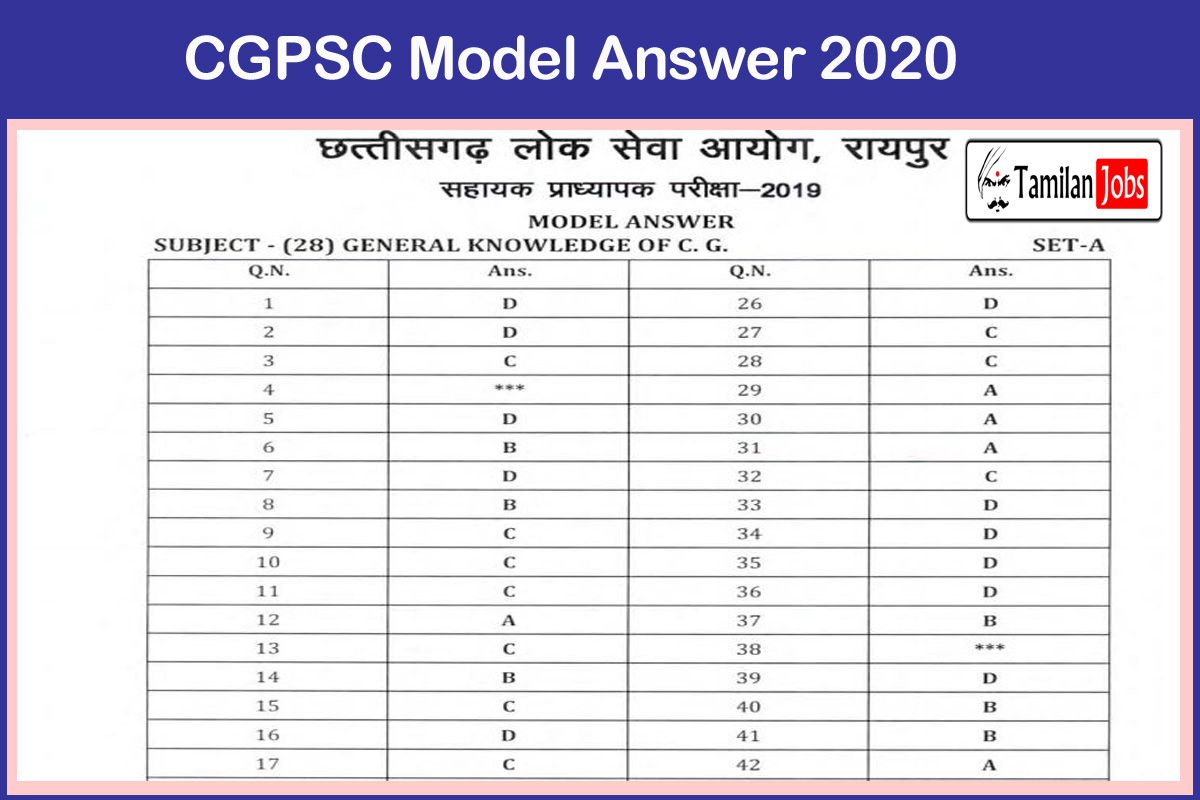 CGPSC Model Answer 2020