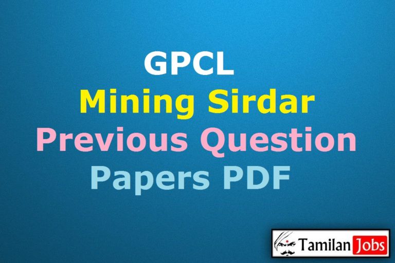 GPCL Mining Sirdar Previous Question Papers