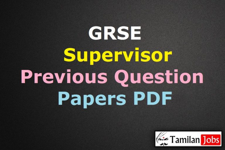 GRSE Supervisor Previous Question Papers PDF