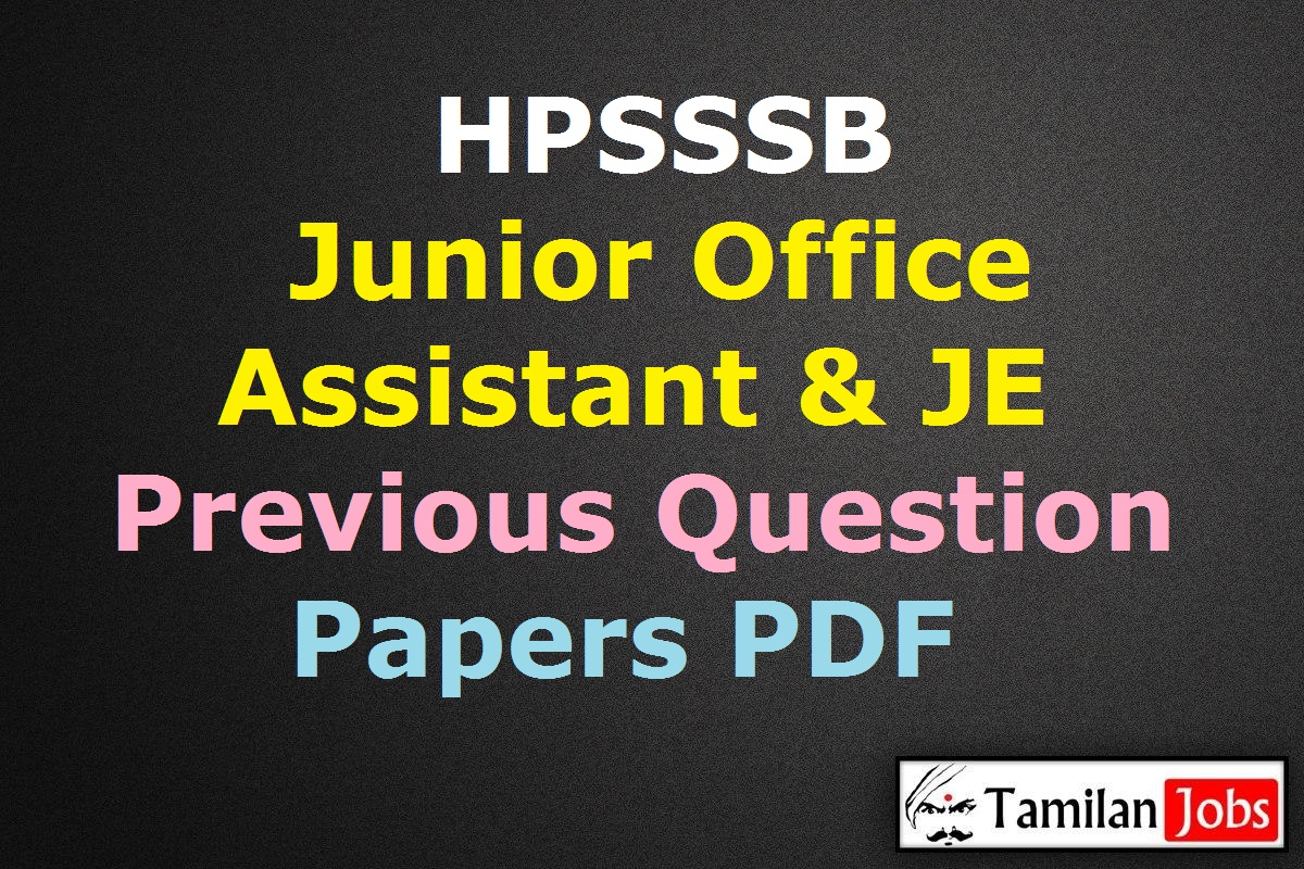 HPSSSB Junior Office Assistant Previous Question Papers PDF