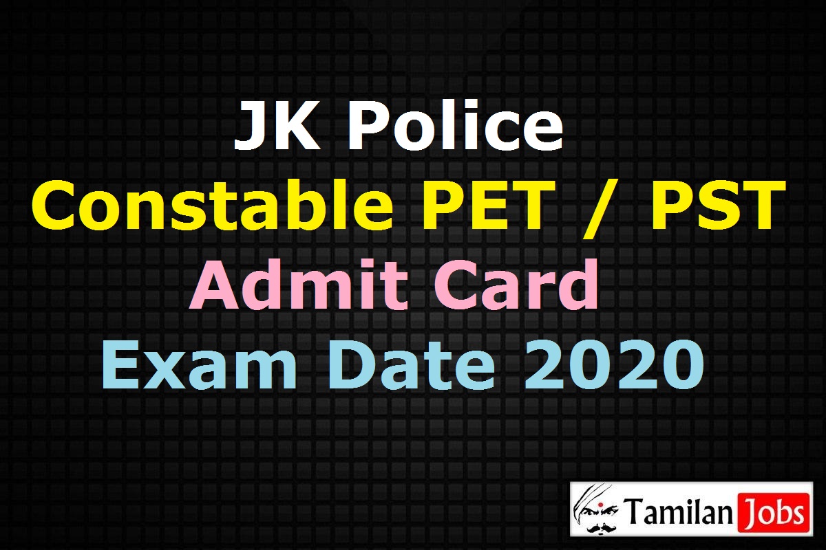 JK Police Constable Admit Card 2020