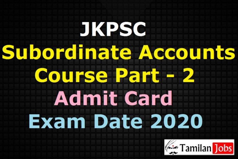 JKPSC Subordinate Accounts Course Admit Card 2020