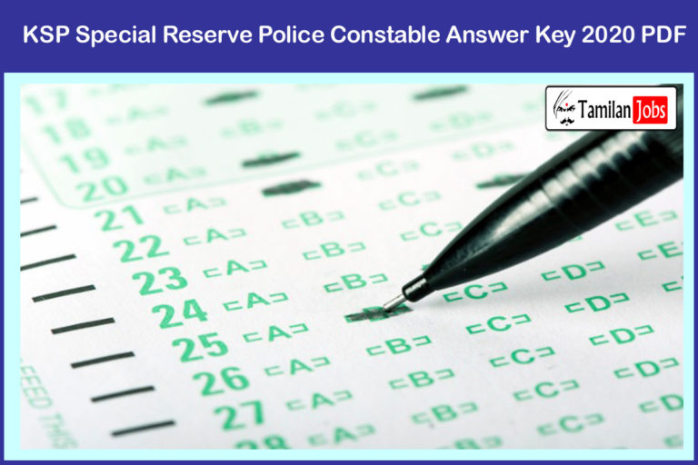 KSP Special Reserve Police Constable Answer Key 2020 PDF