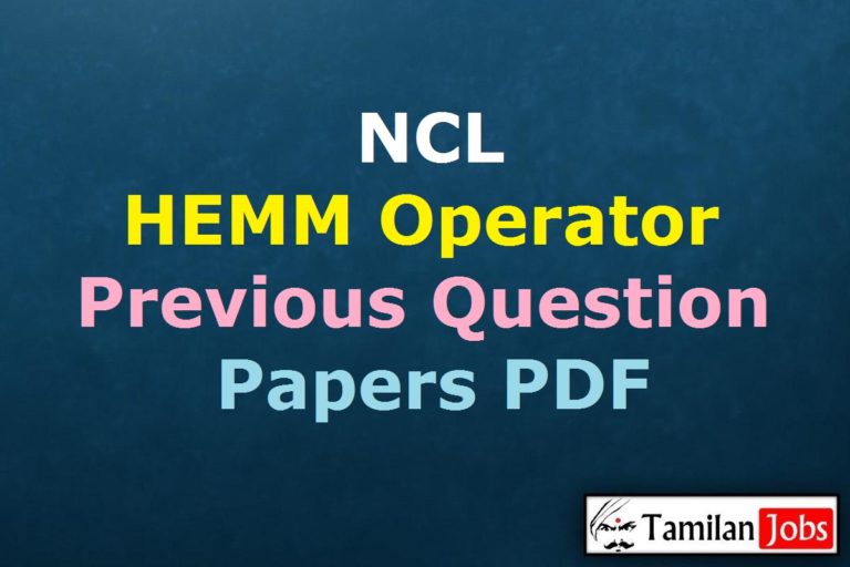NCL HEMM Operator Previous Question Papers PDF
