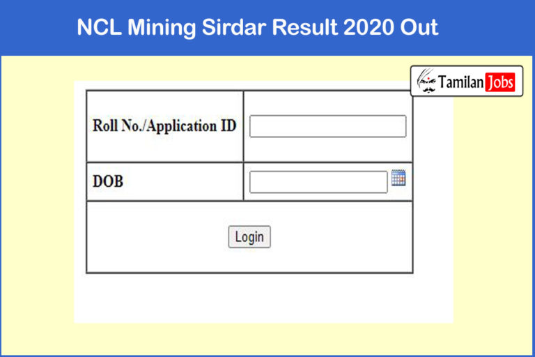 NCL Mining Sirdar Result 2020 Out