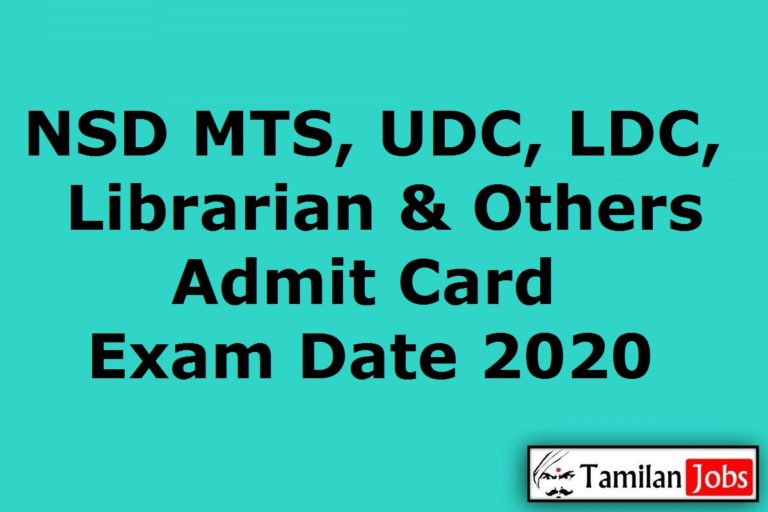 NSD MTS, UDC, LDC, Librarian Admit Card 2020