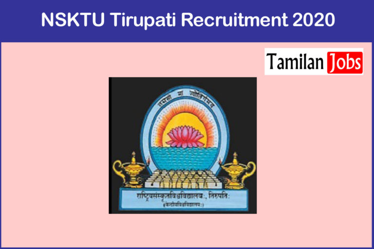 NSKTU Tirupati Recruitment 2020
