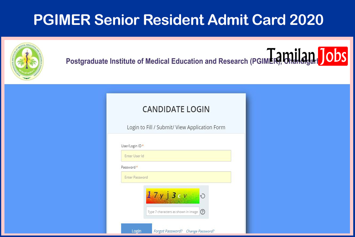 PGIMER Senior Resident Admit Card 2020