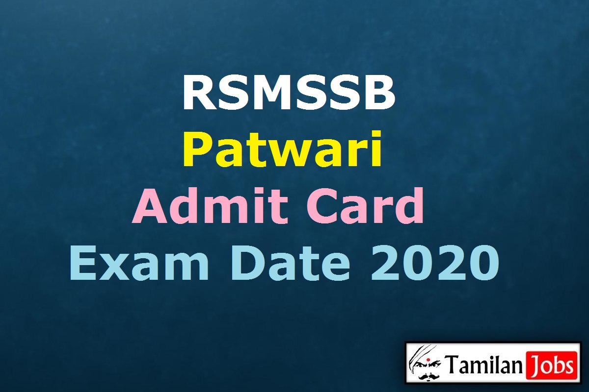 RSMSSB Patwari Admit Card 2020