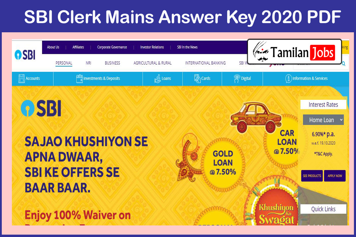 Sbi Clerk Mains Answer Key 2020 Pdf