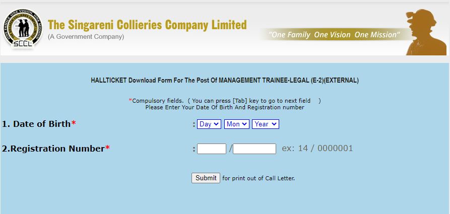 SCCL Management Trainee Admit Card 2020