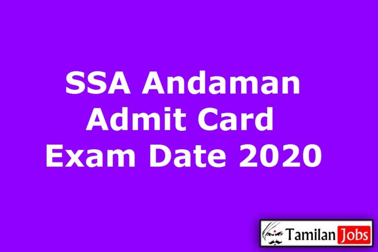 SSA Andaman Admit Card 2020