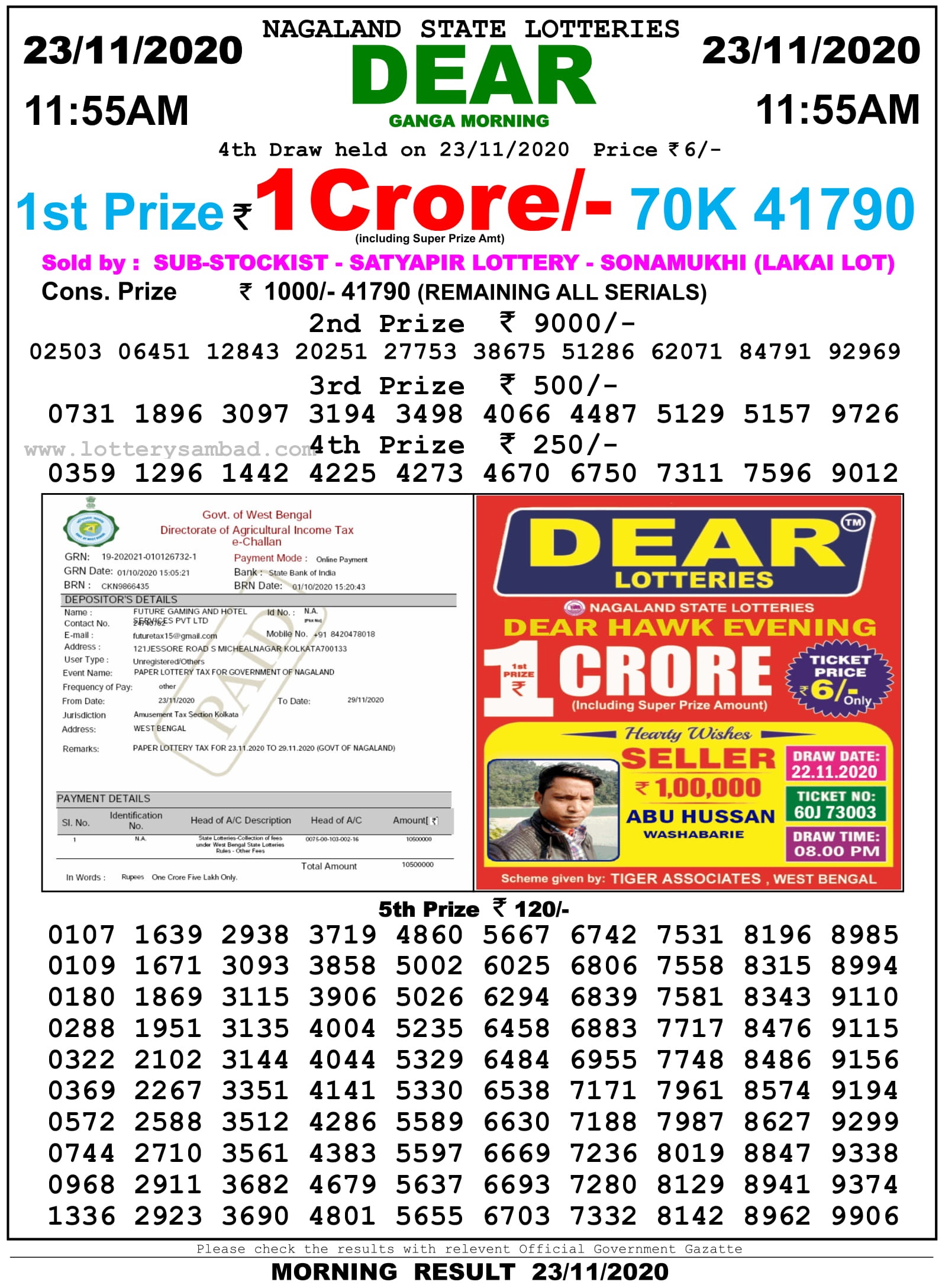 Lottery Sambad Today 22.11.2020 Result {Live} 11:55 AM, 4 PM, 8 PM Sikkim State Lottery Result 11.55 Am 23.11.2020