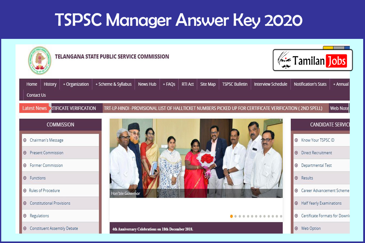 TSPSC Manager Answer Key 2020