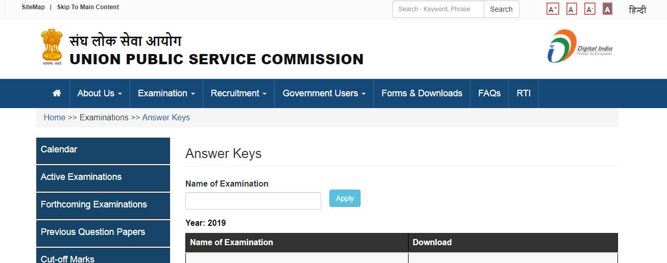 UPSC Answer key 2020