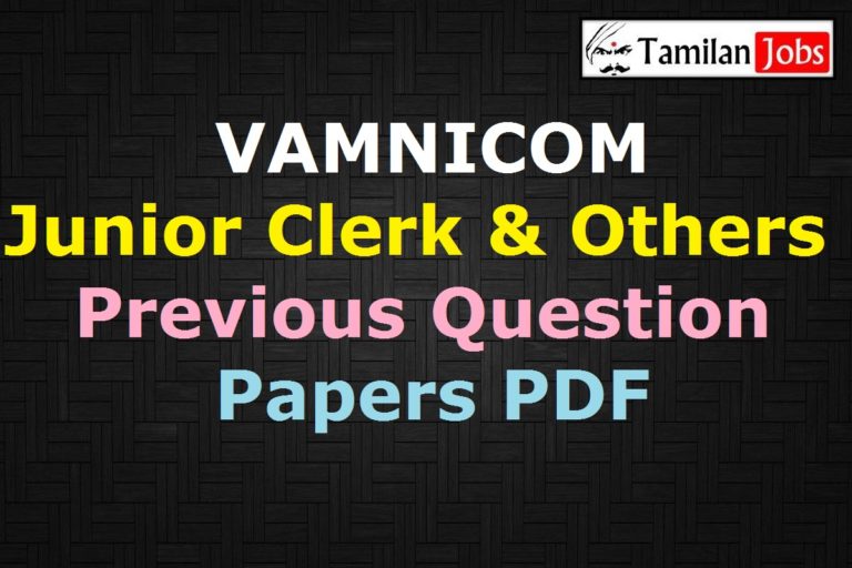VAMNICOM Junior Clerk Previous Question Papers PDF