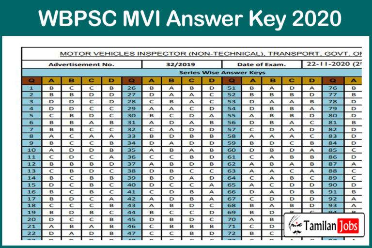 WBPSC MVI Answer Key 2020