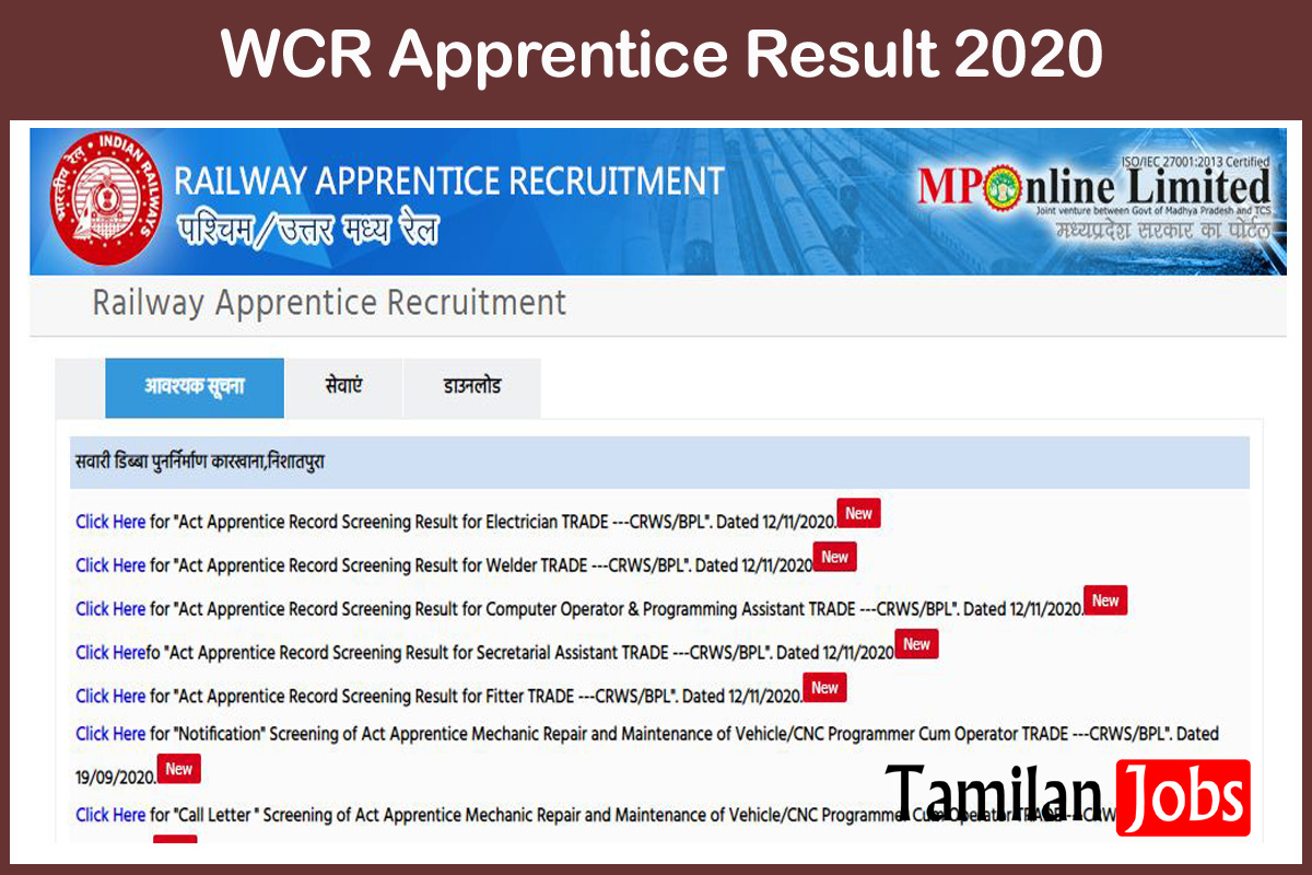 WCR Apprentice Result 2020