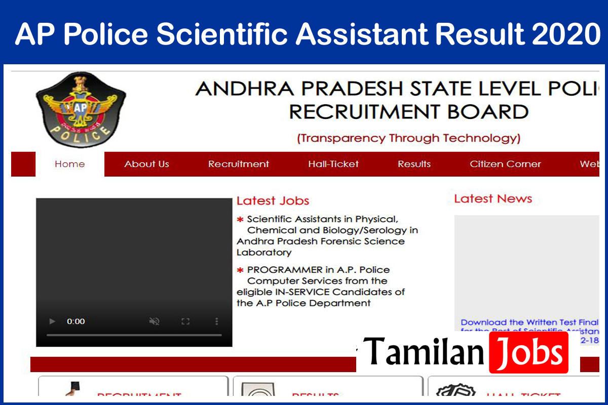 Ap Police Scientific Assistant Result 2020