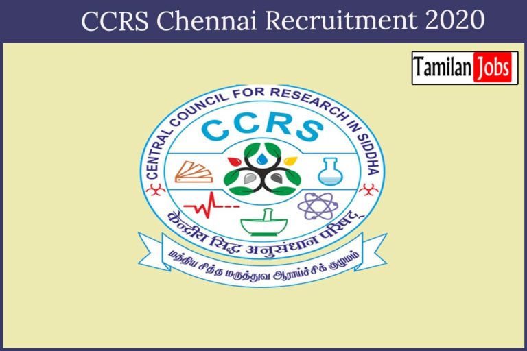 CCRS Chennai Recruitment 2020