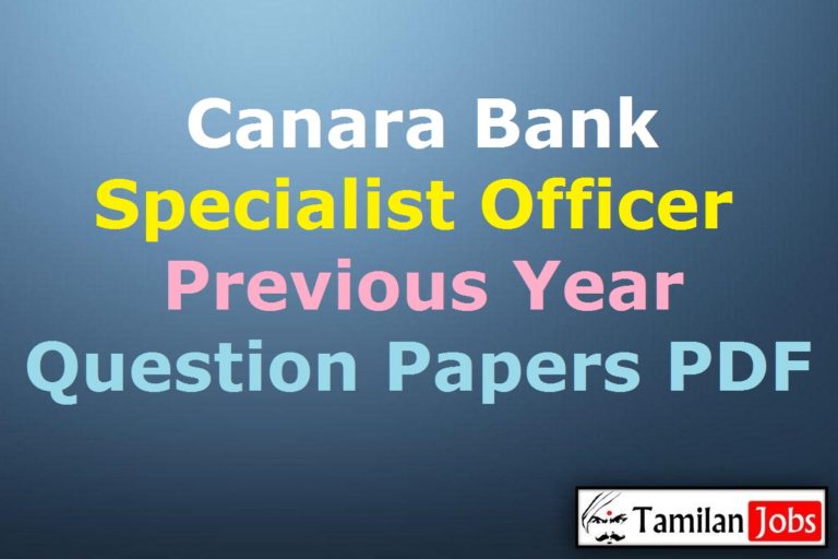 Canara Bank SO Previous Year Question Papers PDF