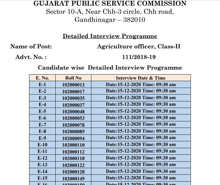 GPSC Interview Schedule 2020 Released | Download @ gpsc.gujarat.gov.in