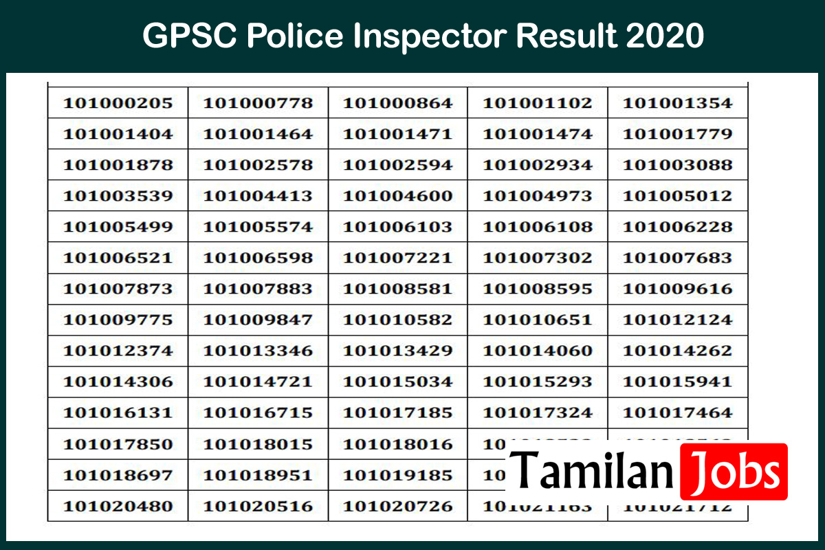 Gpsc Police Inspector Result 2020