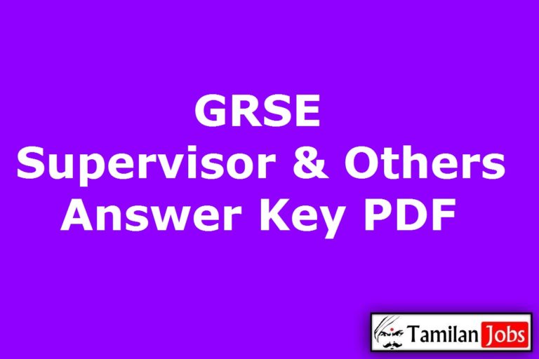 GRSE Supervisor Answer Key 2020 PDF