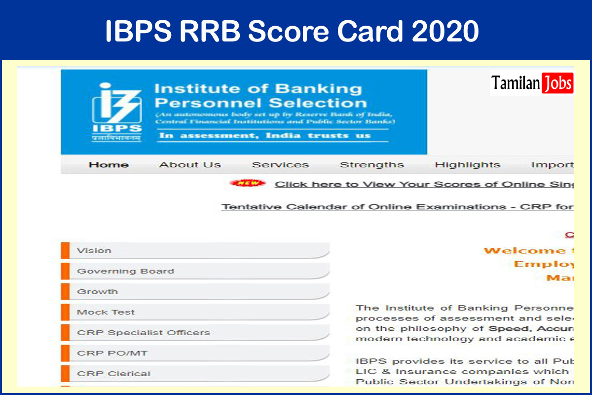 Ibps Rrb Score Card 2020