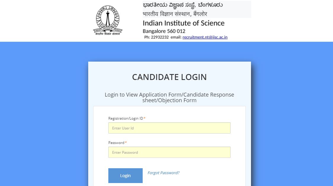 IISC Administrative Assistant Answer Key 2020 PDF 