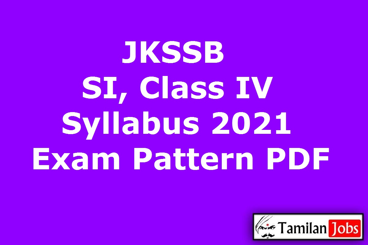 JKSSB Sub Inspector Syllabus 2021