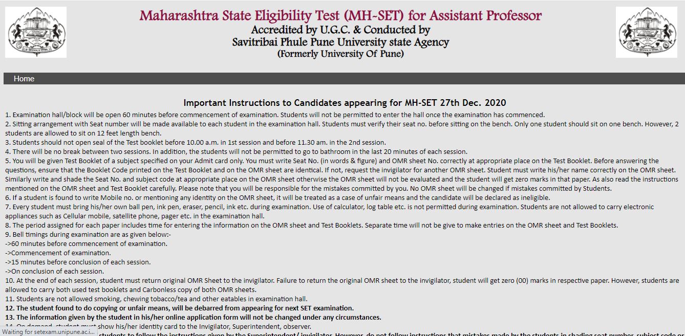 MH SET Admit Card 2020