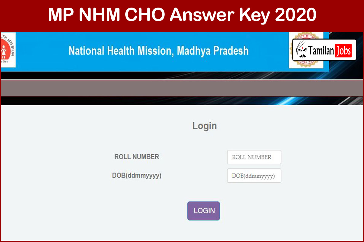 MP NHM CHO Answer Key 2020