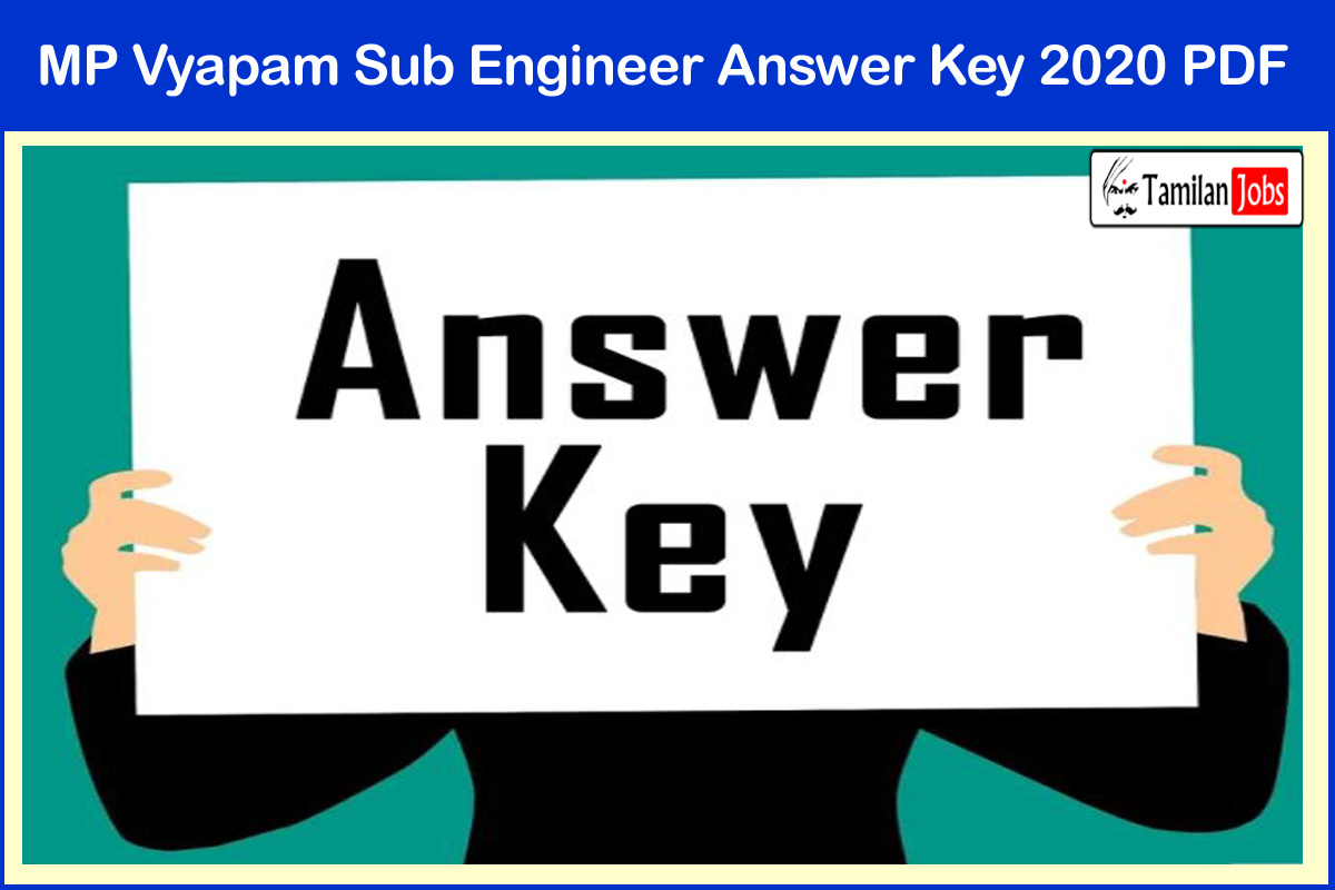 MP Vyapam Sub Engineer Answer Key 2020 PDF