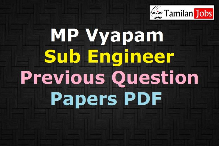 MP Vyapam Sub Engineer Previous Question Papers PDF