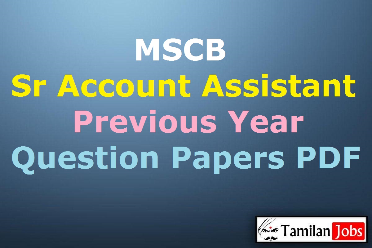 MSCB Senior Account Assistant Previous Question Papers PDF