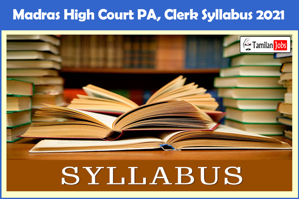 Madras High Court PA, Clerk Syllabus 2021