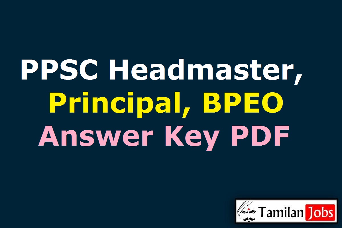 PPSC Headmaster, Principal, BPEO Answer Key 2020 PDF