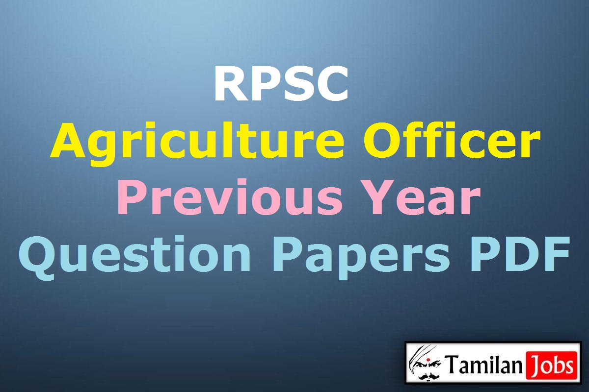 RPSC Agriculture Officer Previous Question Papers PDF
