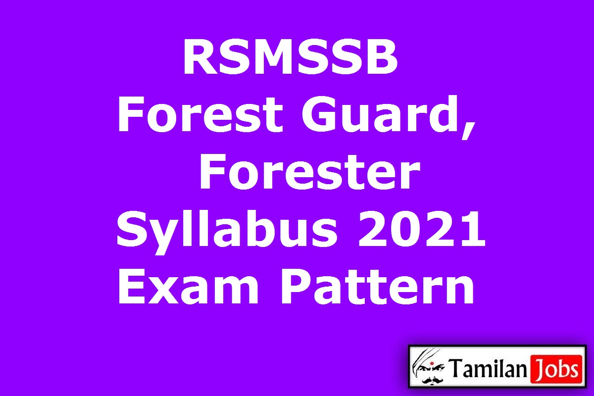RSMSSB Forest Guard, Forester Syllabus 2021