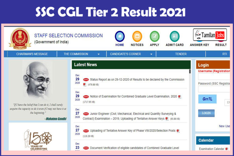 SSC CGL Tier 2 Result 2021