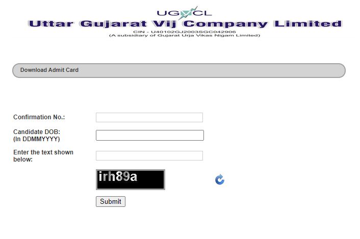 Ugvcl Vidyut Sahayak Admit Card 2020