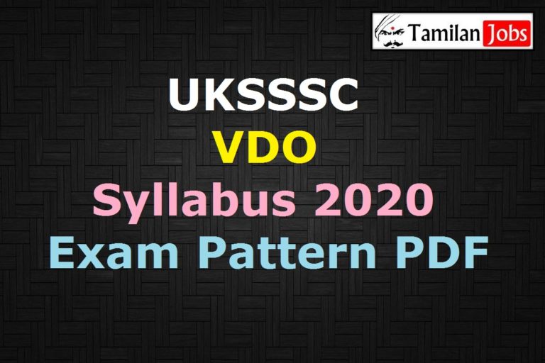 UKSSSC VDO Syllabus 2020 PDF