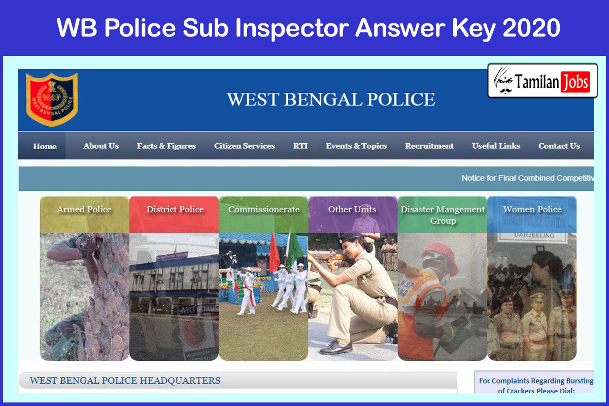WB Police Sub Inspector Answer Key 2020