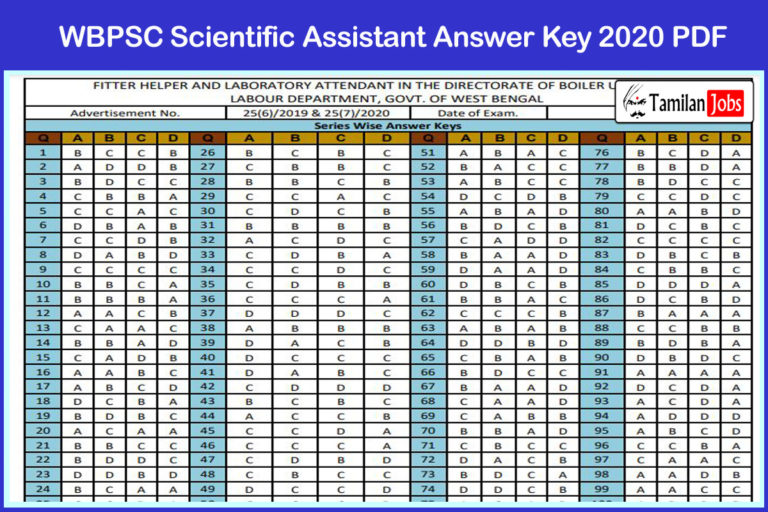 WBPSC Scientific Assistant Answer Key 2020