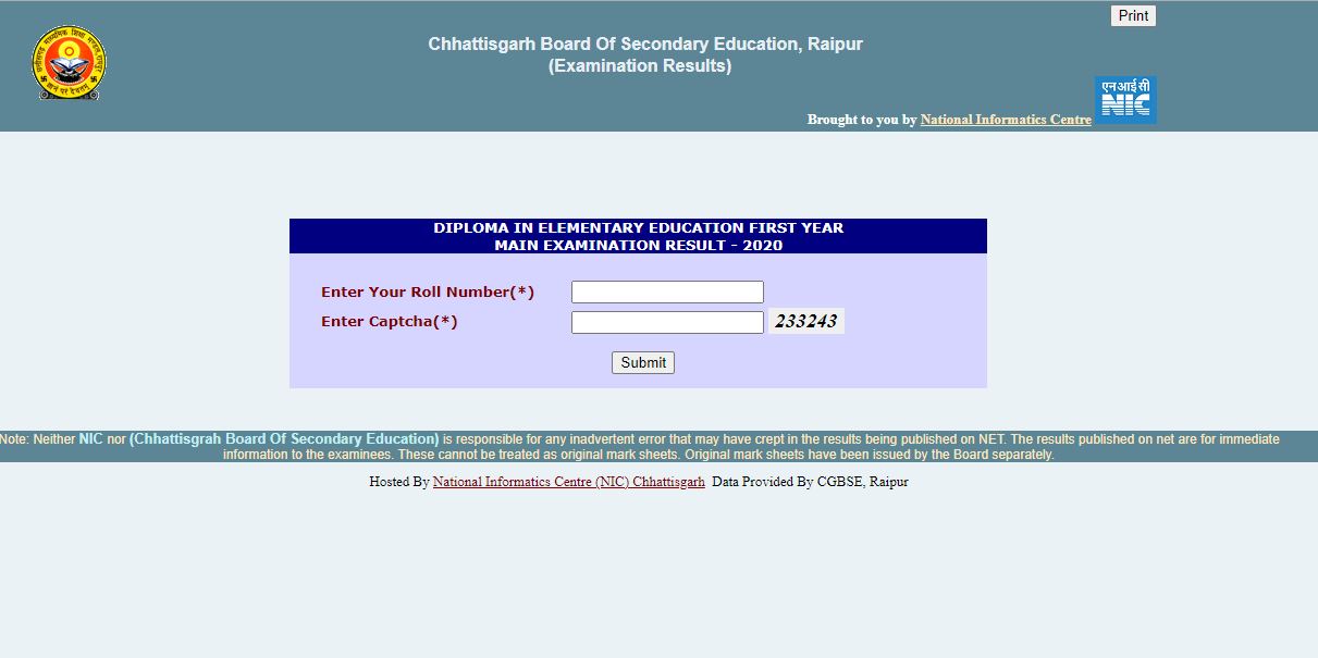 Cgbse D.el.ed Result 2020