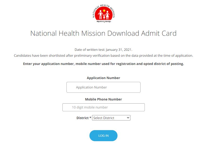 Cmd Nhm Kerala Staff Nurse Admit Card 2021
