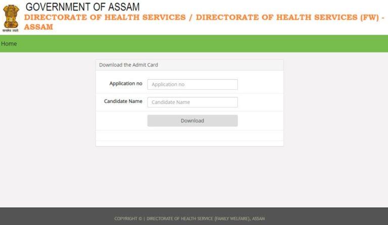 DHS Assam Staff Nurse, Pharmacist Admit Card 2021
