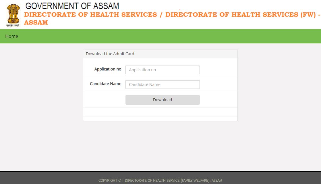 DHSFW Assam Grade 3 Admit Card 2021