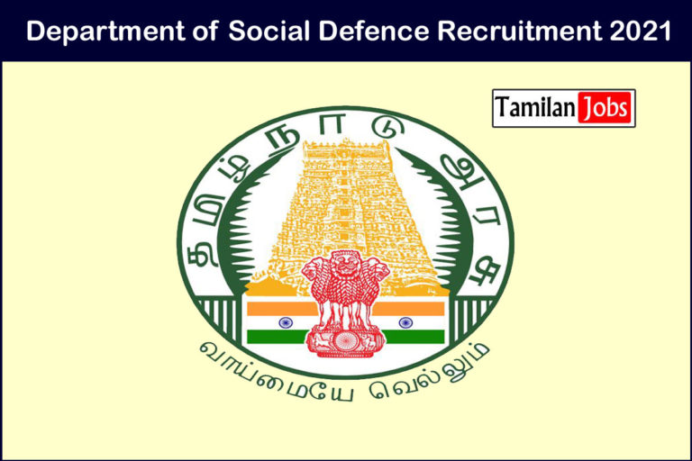 Department of Social Defence Recruitment 2021